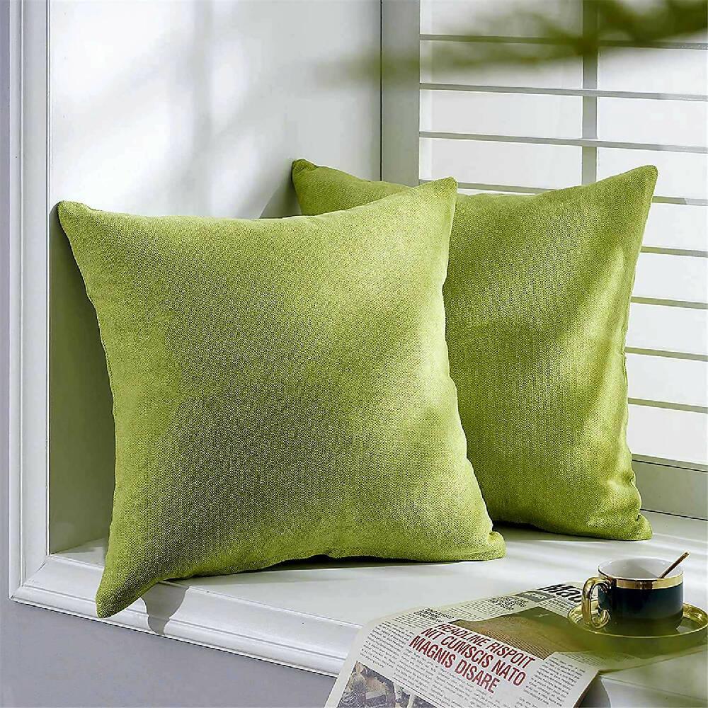 Cojin X2 Decorativo Cuadrado En Tela Verde Pistacho - VIRTUAL MUEBLES