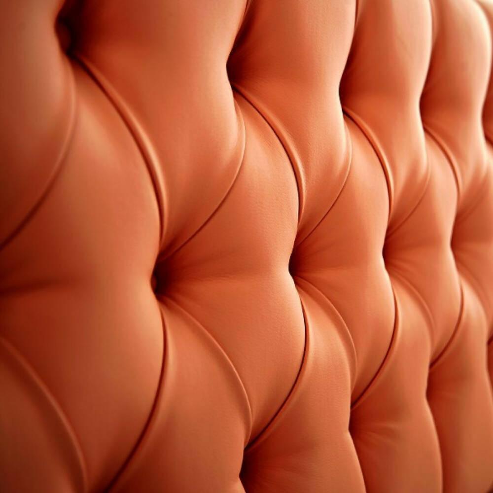 Cabecero Tapizado Base Cama Semi-Doble Rombos Naranja - VIRTUAL MUEBLES