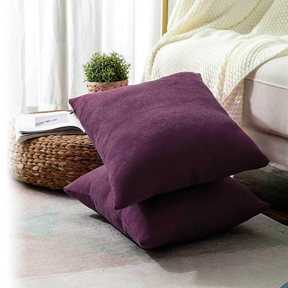 Funda X2 Cojines Decorativos Cuadrados En Tela Lila - VIRTUAL MUEBLES