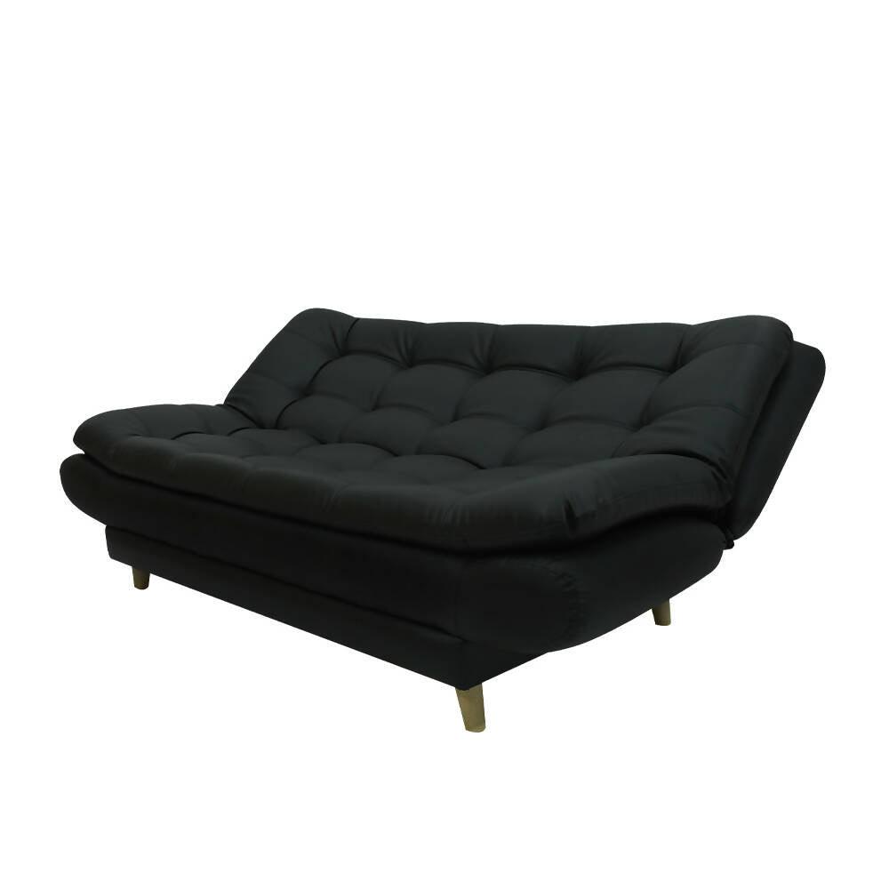 Sofá cama Damasco negro sintético - VIRTUAL MUEBLES