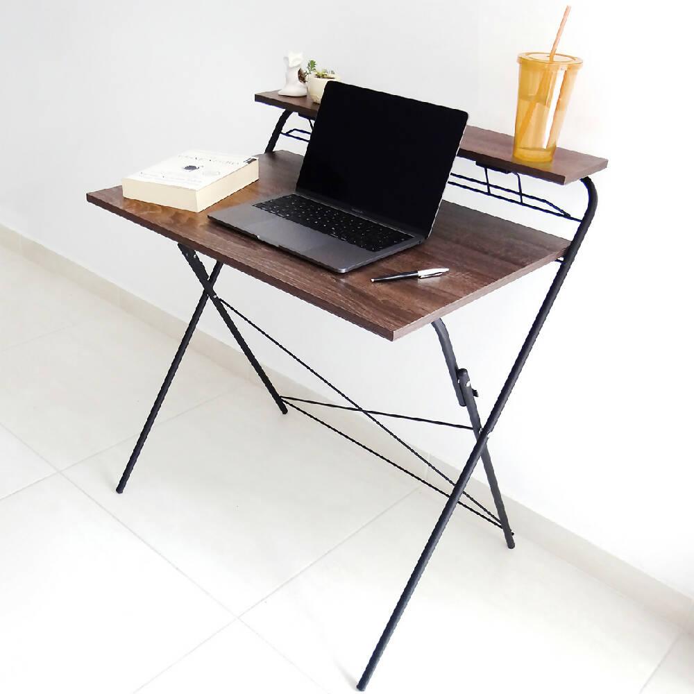 Escritorio plegable base negra rustic tabacco - VIRTUAL MUEBLES