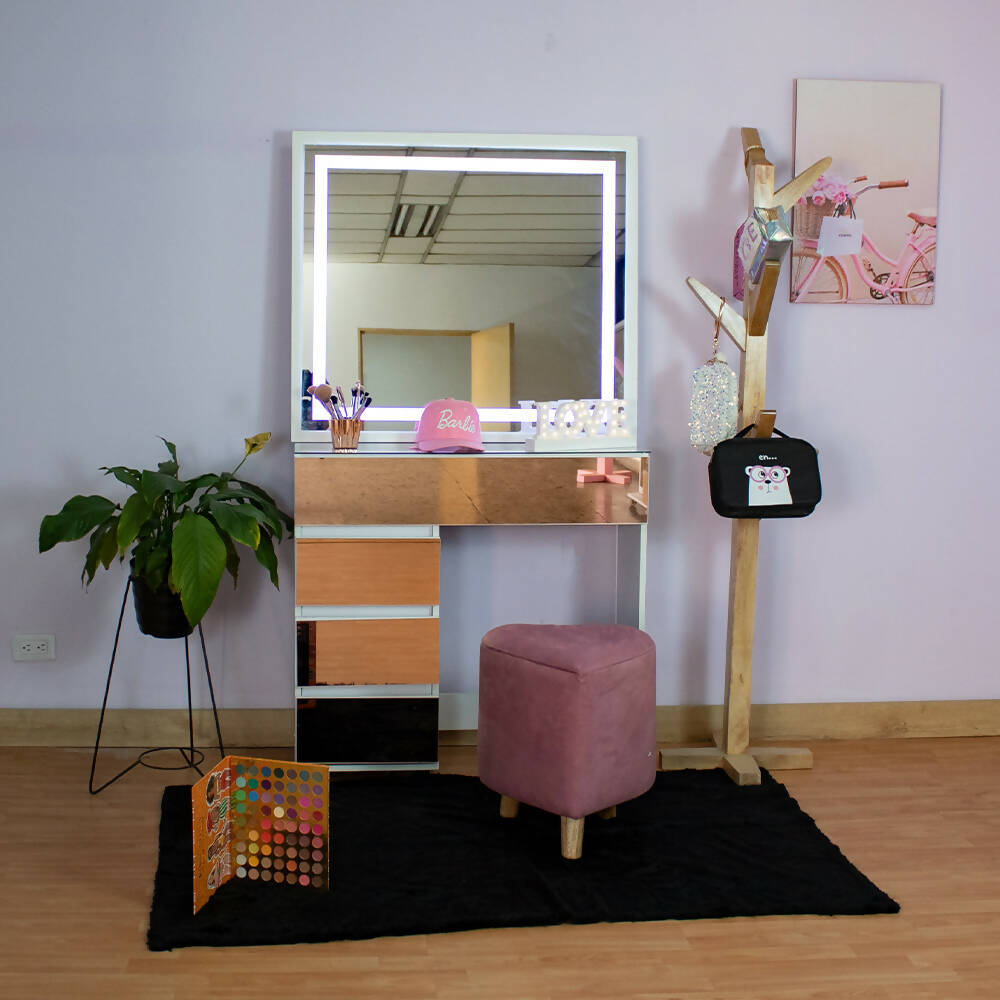 Tocador Jazmín 90 Espejo led Oro Rosa