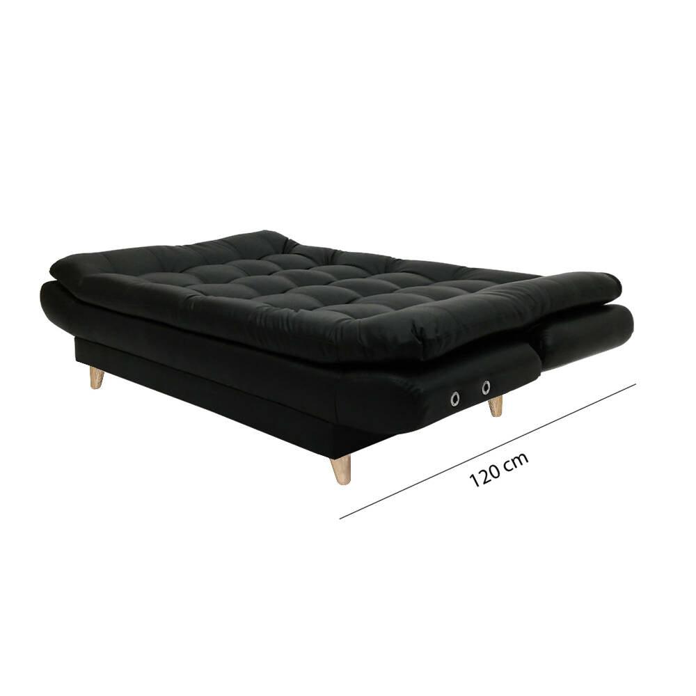 Sofá cama Damasco con brazos negro sintético - VIRTUAL MUEBLES