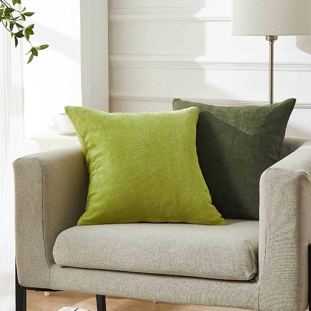 Funda X2 Cojines Decorativos Cuadrados En Tela Verde Pistacho - VIRTUAL MUEBLES