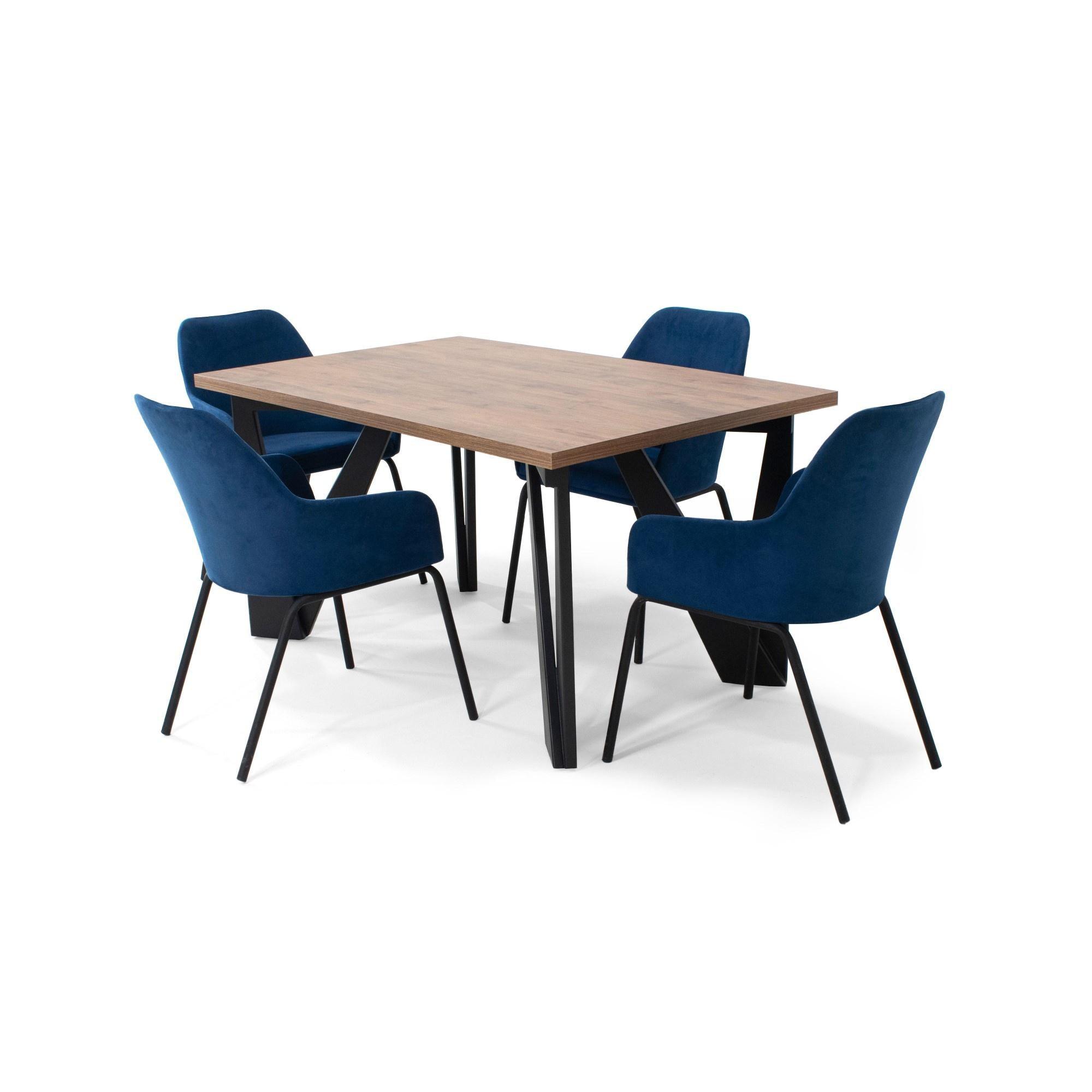 Juego de Comedor Brixton 4 Puestos con Sillas Mendoza Tela Azul