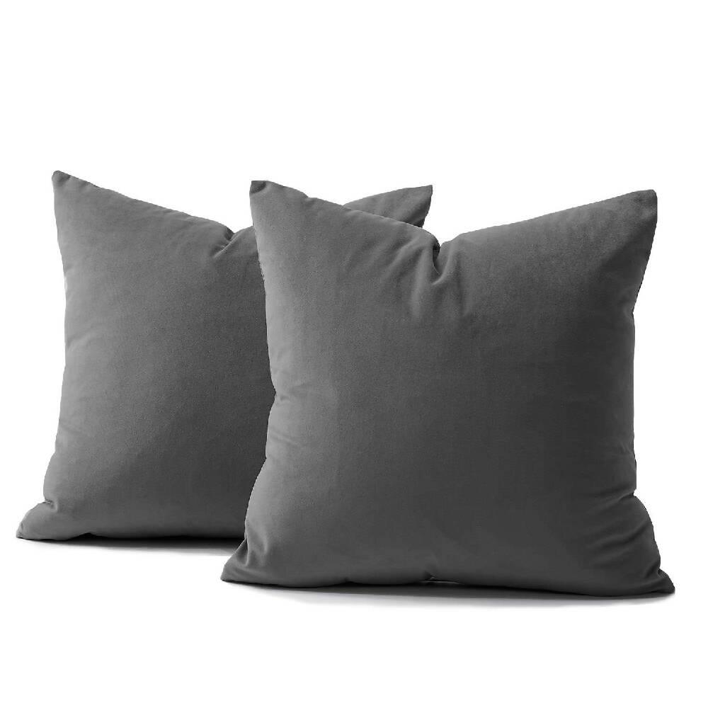 Cojin X2 Decorativo Cuadrado En Tela Gris Oscuro - VIRTUAL MUEBLES