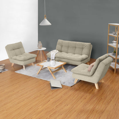 Sofa 3 Puestos Toulouse Tela Taupe - VIRTUAL MUEBLES