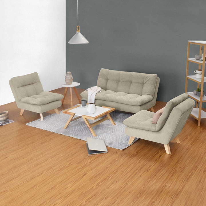 Sofa 3 Puestos Toulouse Tela Taupe - VIRTUAL MUEBLES