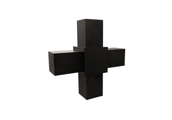 Conector cubo modular en cruz negro - VIRTUAL MUEBLES