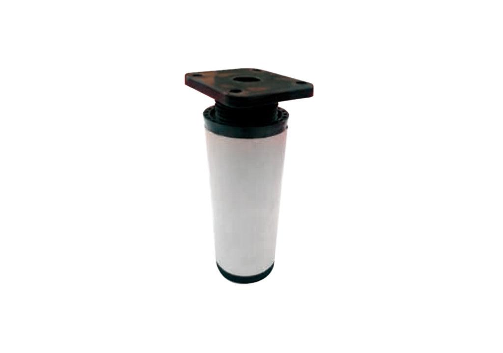 Pata aluminio redonda 100mm Incluye tapa y nivelador - VIRTUAL MUEBLES