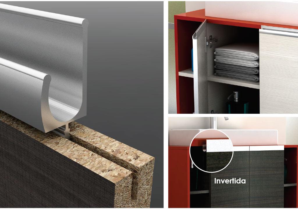 Perfil manija gola para tablero 18mm - VIRTUAL MUEBLES