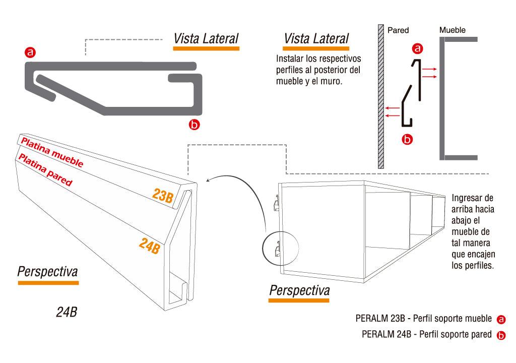 Perfil soporte pared 24b - VIRTUAL MUEBLES