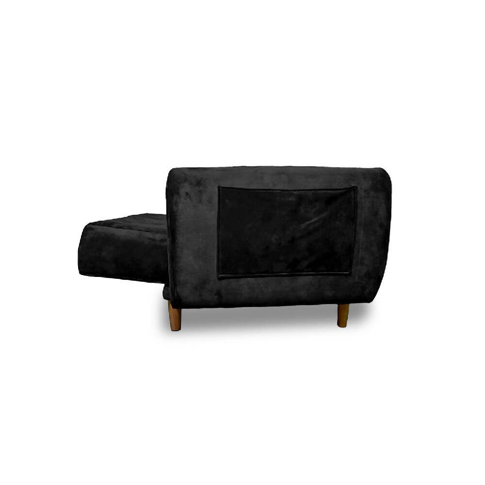 Sofá cama volvo nobuk negro, pata de madera - VIRTUAL MUEBLES