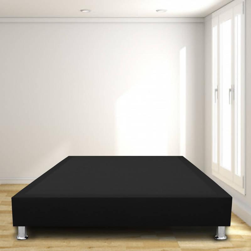Base Cama Sommier 140x190 Ecocuero Negro - VIRTUAL MUEBLES