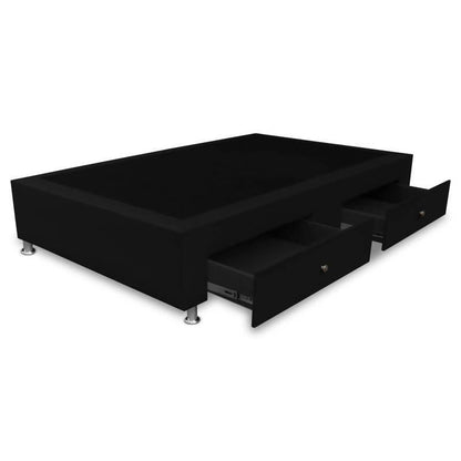 Base Cama Con Cajones 140x190 Microfibra Negro - VIRTUAL MUEBLES