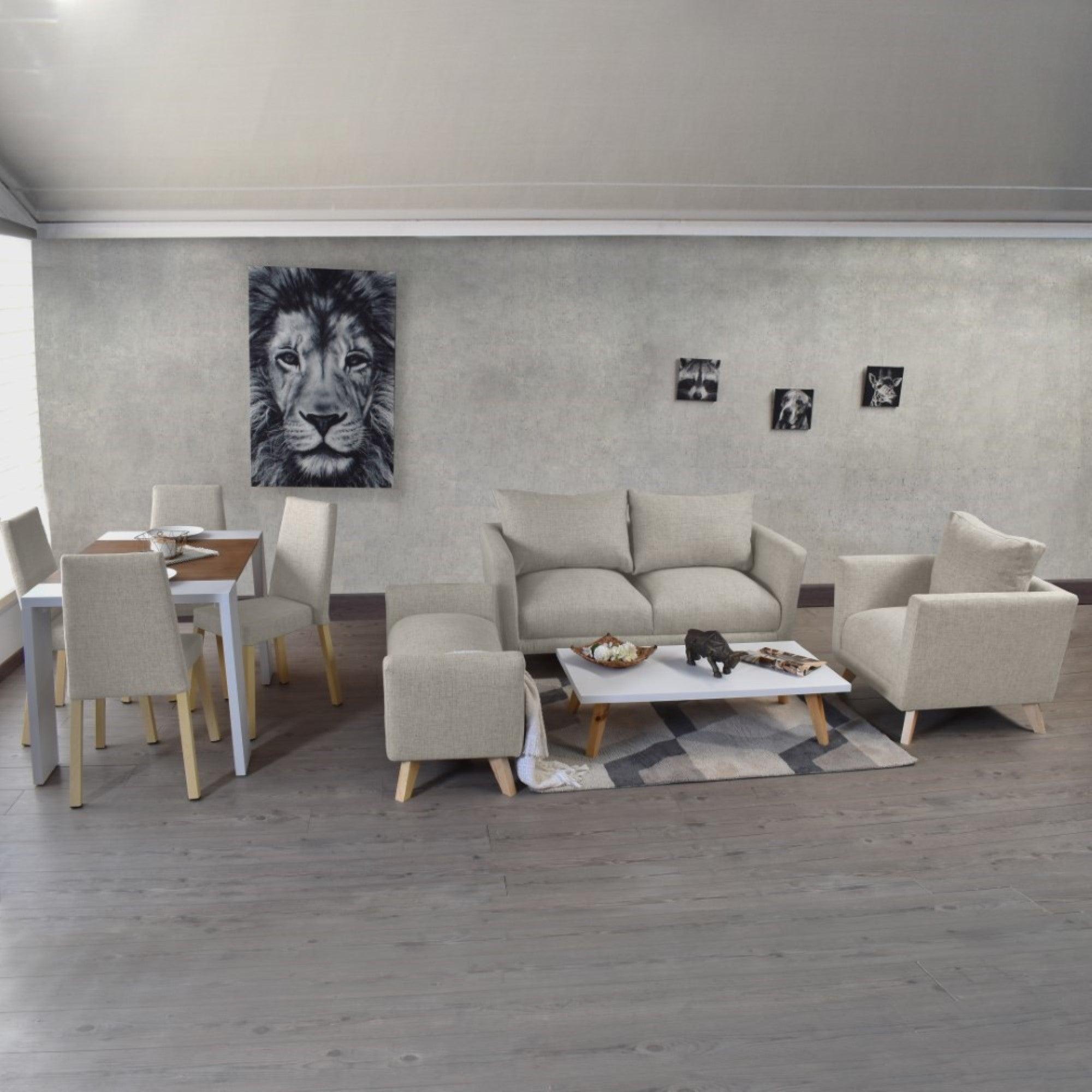 Sofa 3 Puestos Montecarlo Tela Poliester Taupe - VIRTUAL MUEBLES