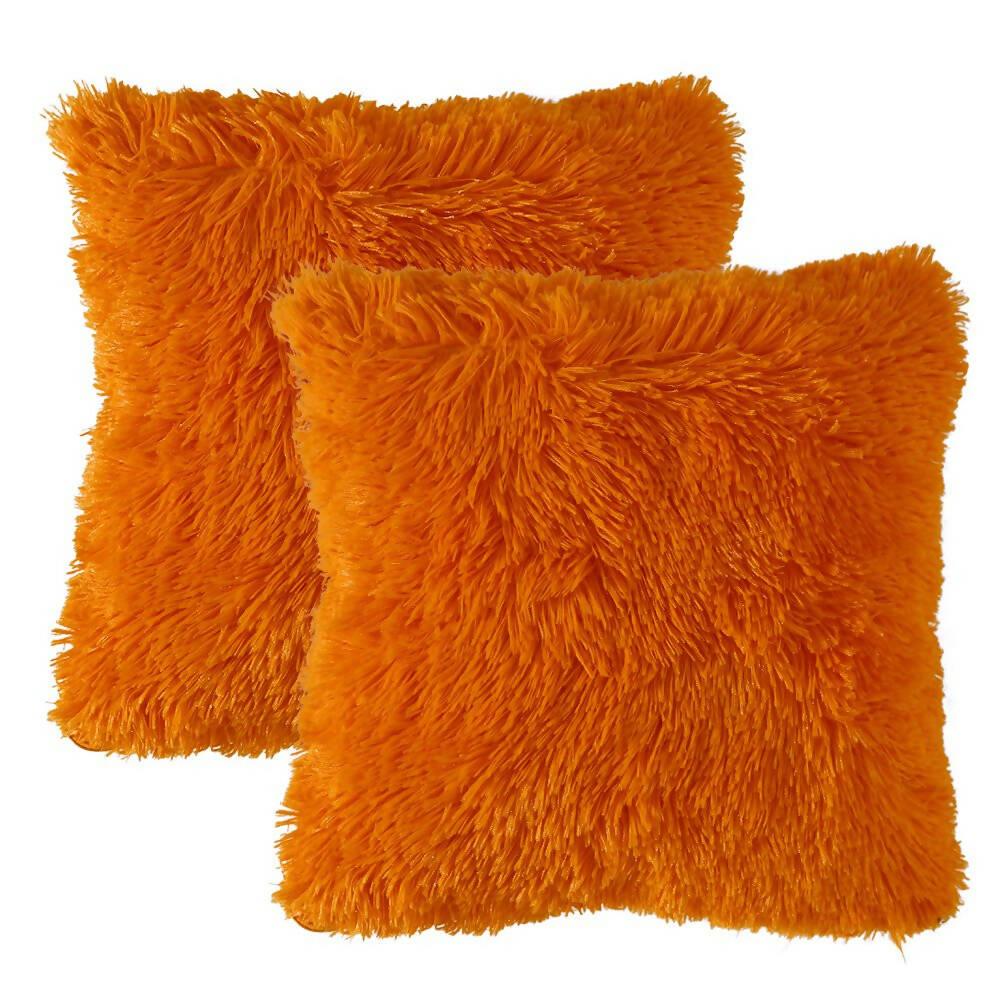 Cojin x2 Decorativo Péludo Naranja