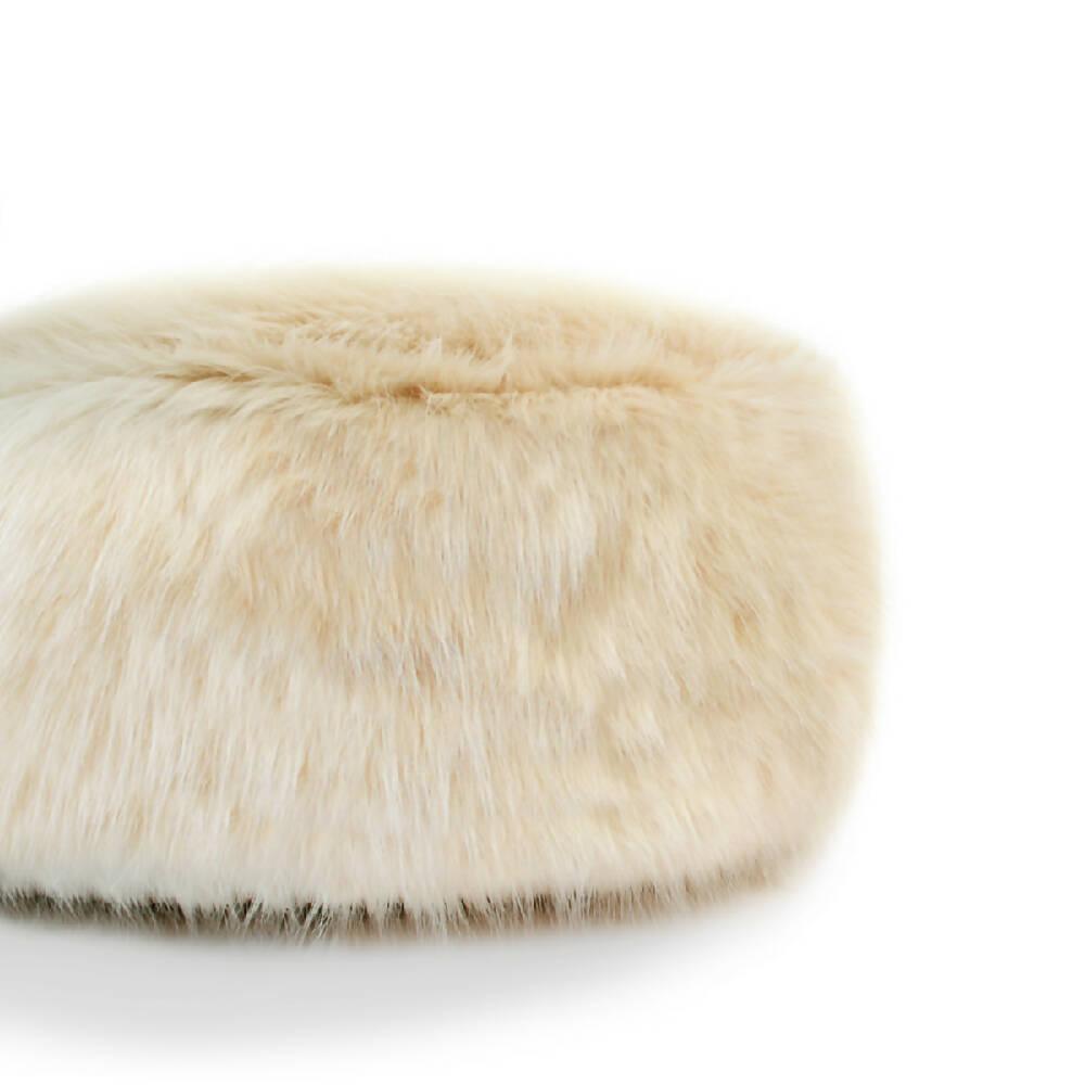 Puff Descansapies Reposapiés En Peluche Crema