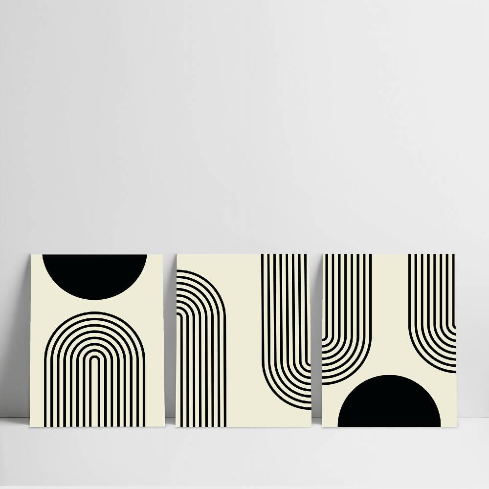 Retablo Tríptico Black Dots - VIRTUAL MUEBLES