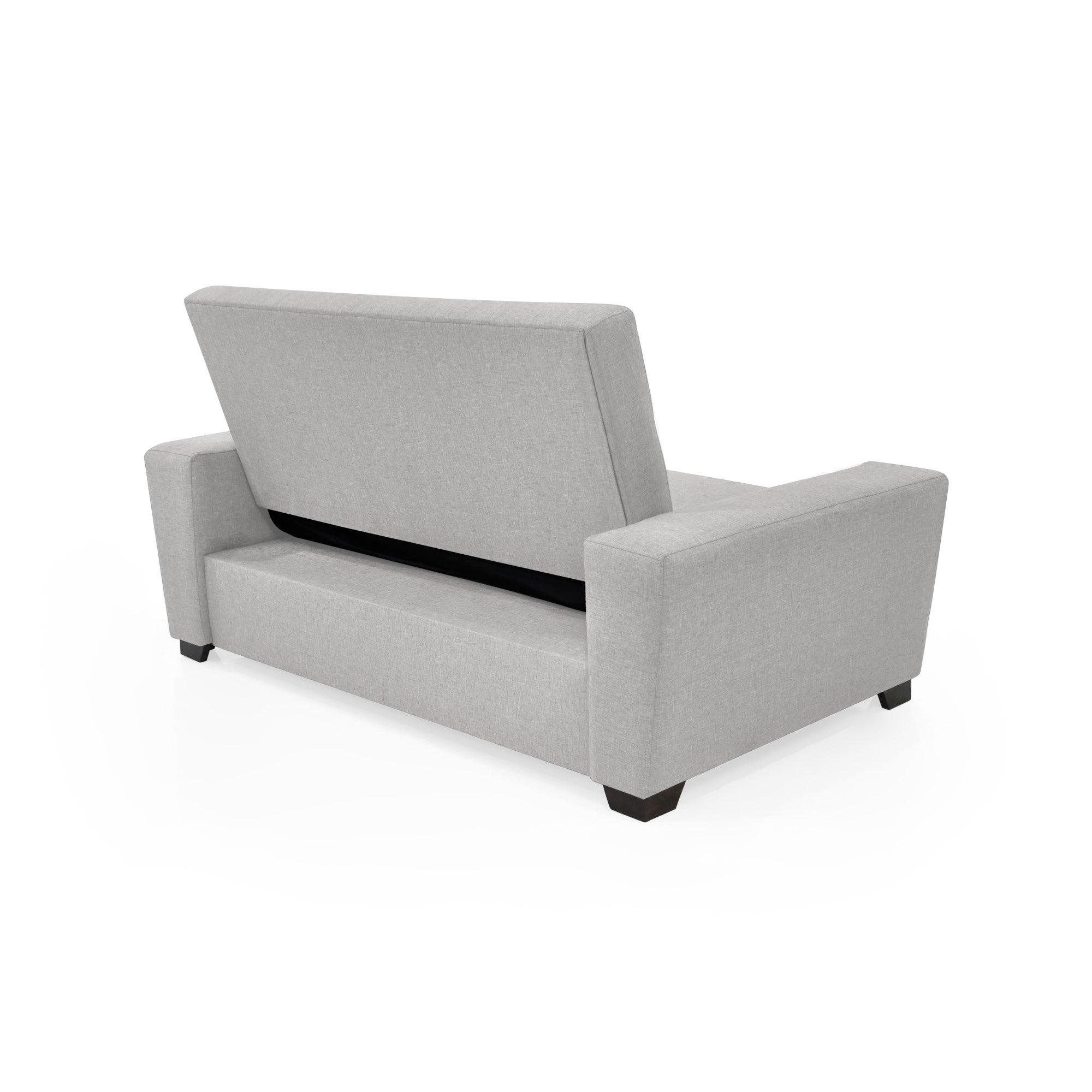 Sofa Cama 2P Hamburgo Tela Poliester Plata - VIRTUAL MUEBLES