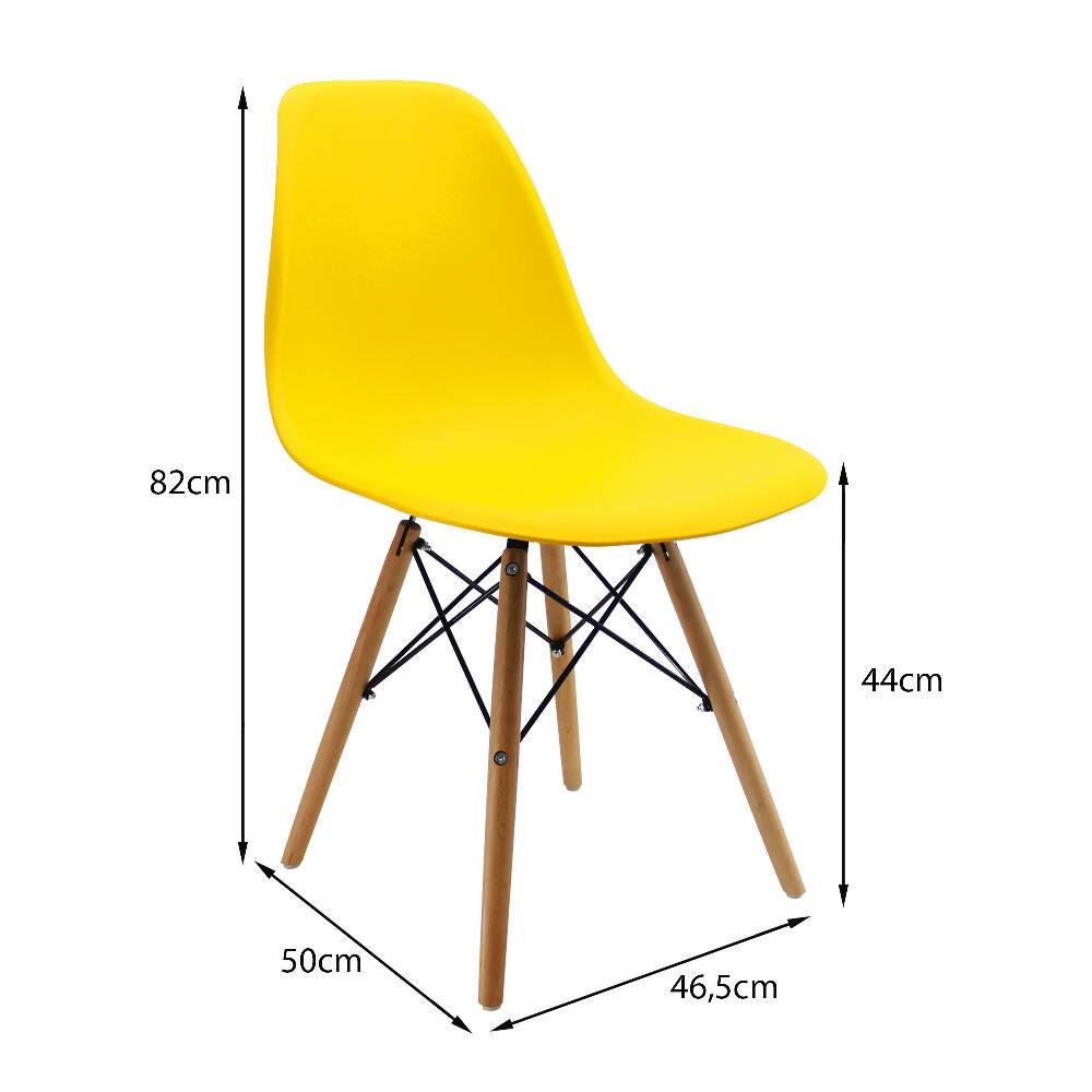 Kit por 2 sillas Eames Patas En Madera para comedor, sala, restaurante - Amarilla - VIRTUAL MUEBLES
