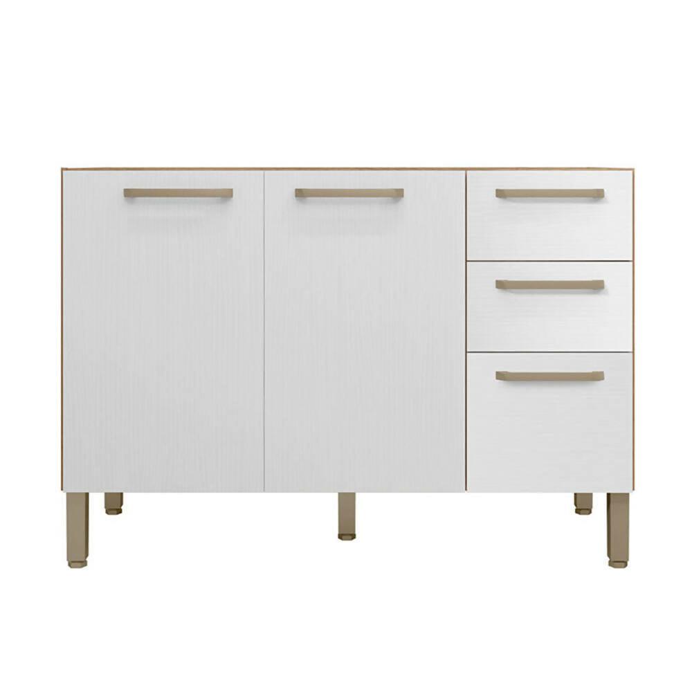 Cocina 190cm Azucena 7 Puertas 2 Cajones Maderado Natural/Blanco Supremo - VIRTUAL MUEBLES