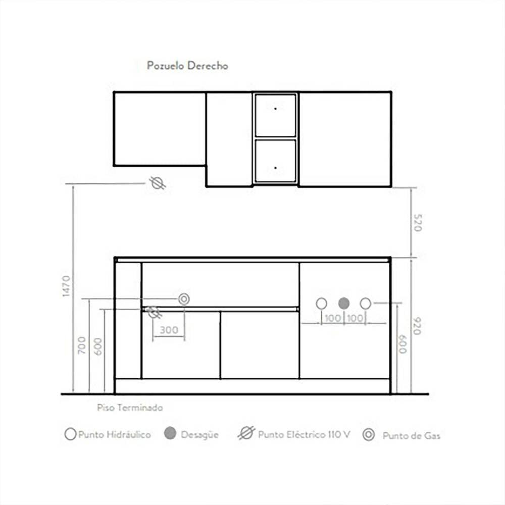 Cocina Corona Savona 1.80 Derecha - VIRTUAL MUEBLES