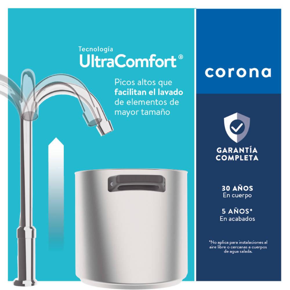 Grifería Lavaplatos Corona Monocontrol Koral Niquel - VIRTUAL MUEBLES