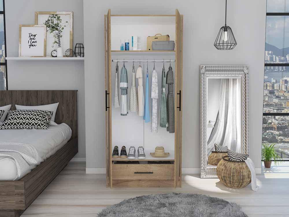 Closet Omaira color Café claro y Blanco para Habitación.