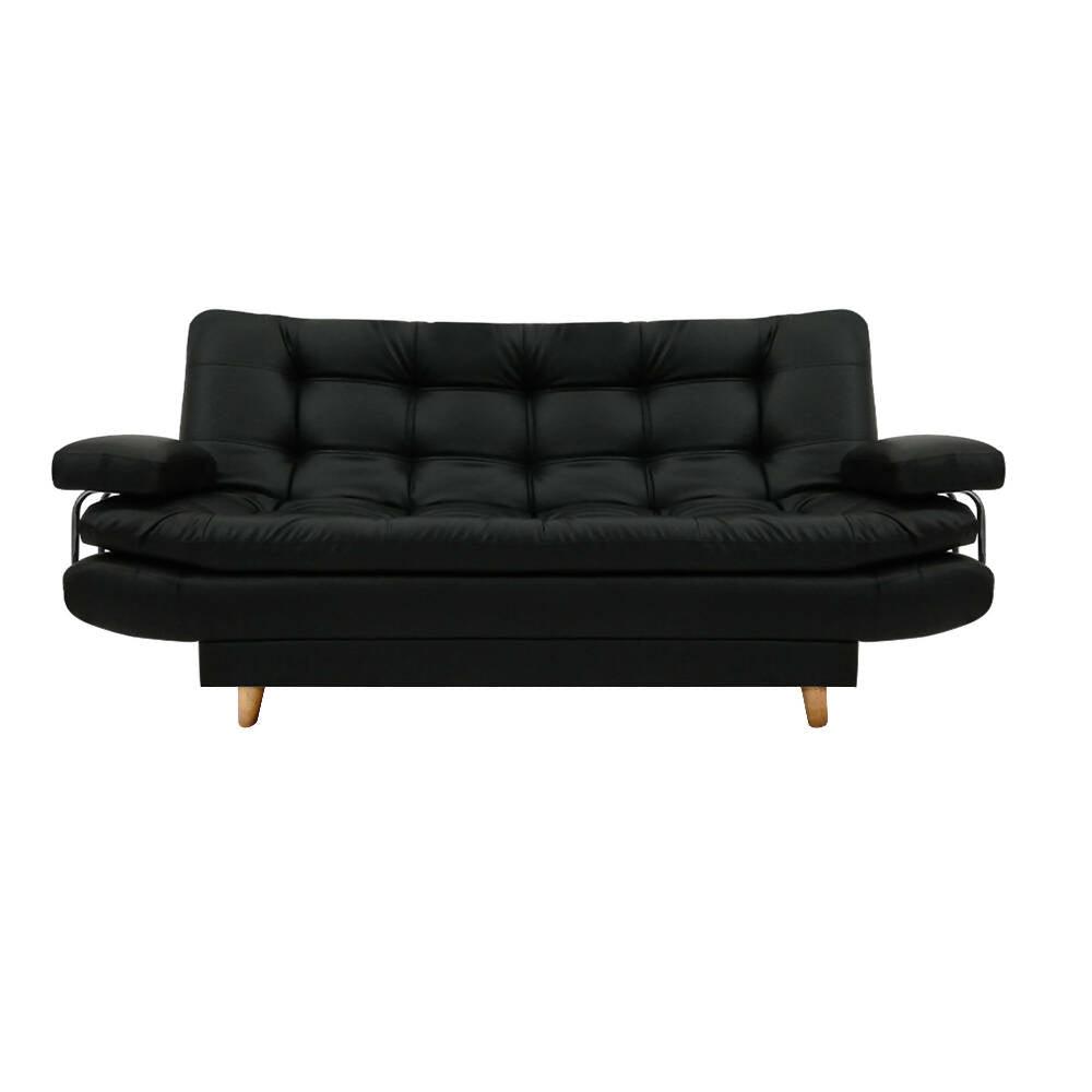 Sofá cama Damasco con brazos negro sintético - VIRTUAL MUEBLES
