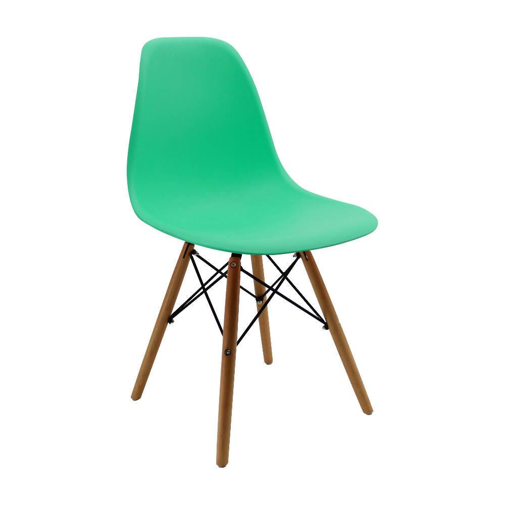Kit por 6 sillas Eames Patas En Madera para comedor, sala, restaurante - Verde Menta - VIRTUAL MUEBLES