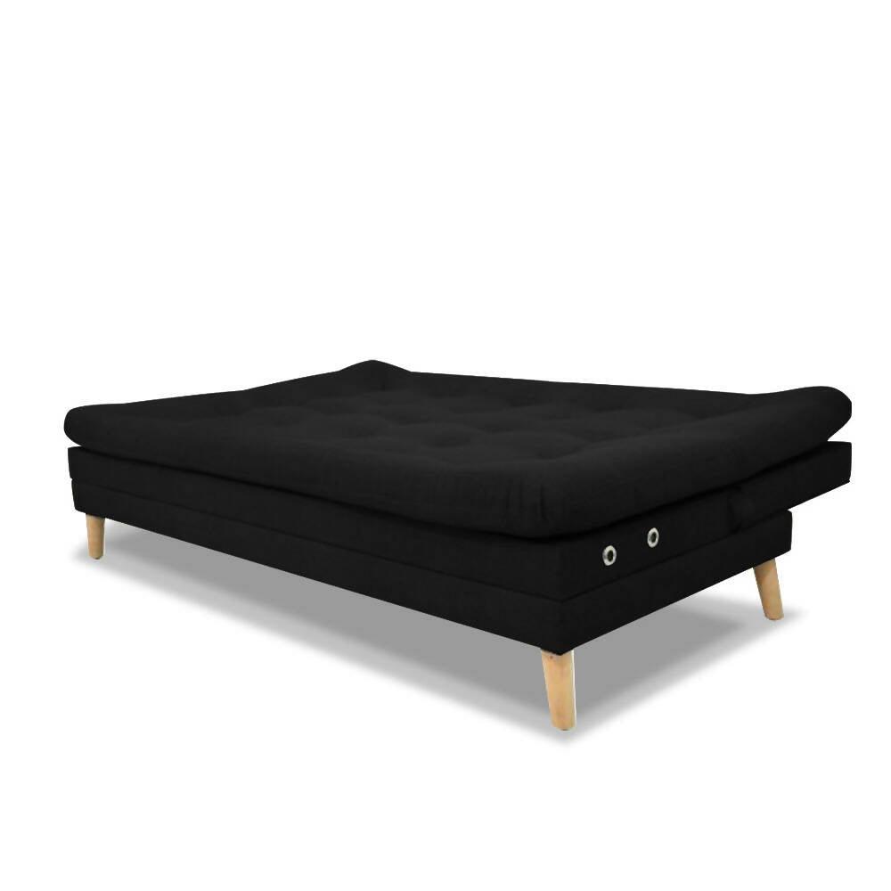 Sofá am cooper con brazos negro poliéster - VIRTUAL MUEBLES