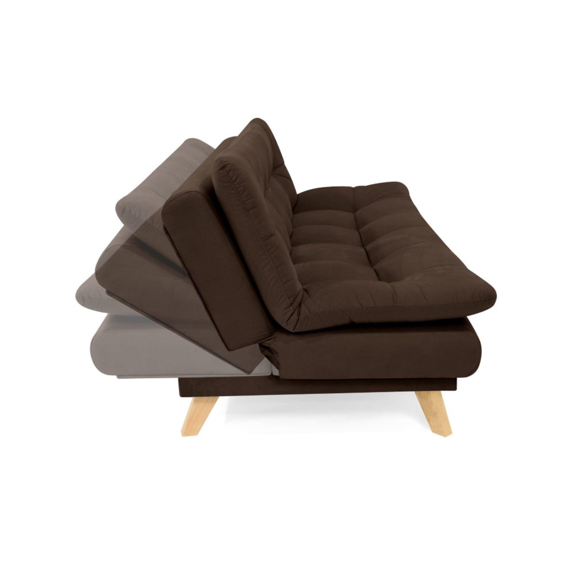 Sofa Cama Munich 3 Posiciones Tela Chocolate - VIRTUAL MUEBLES