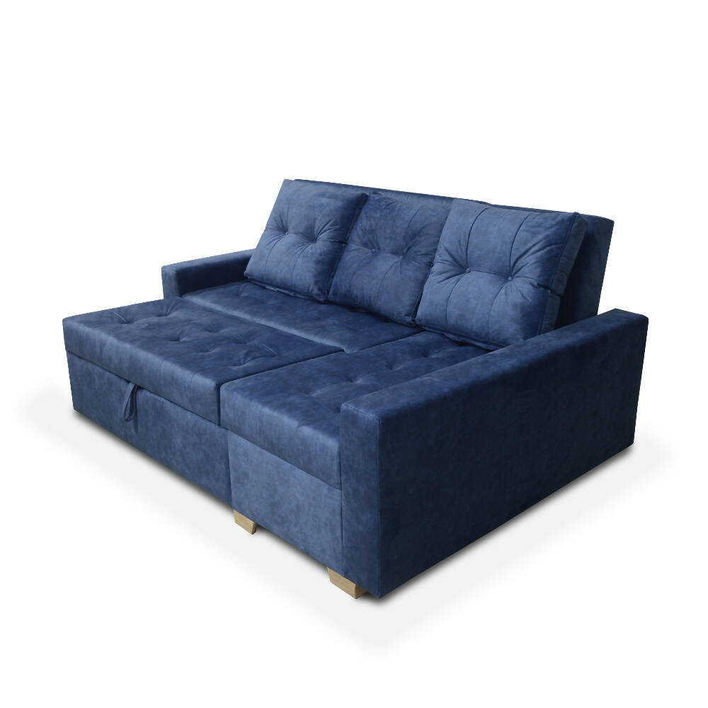 Esquinero Sofá Cama Carson Tela Azul