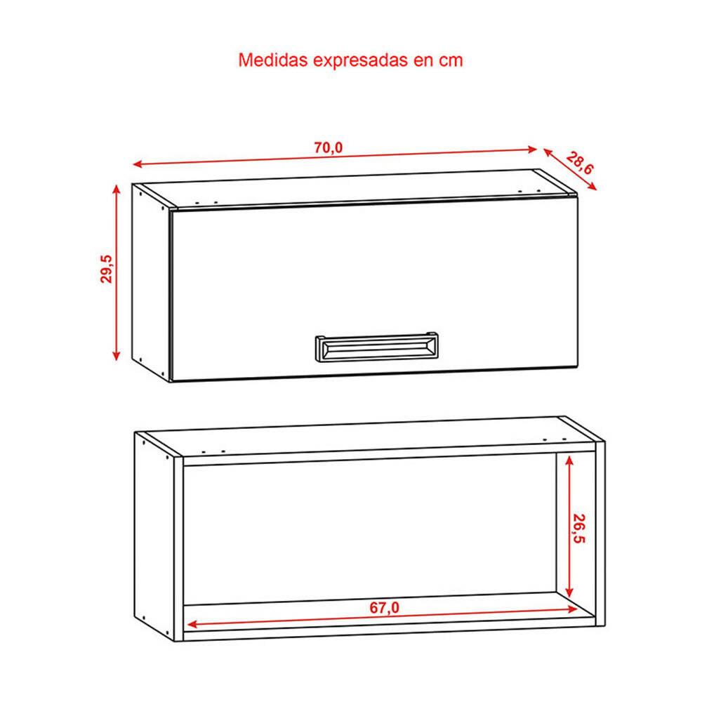 Cocina 190cm Azucena 7 Puertas 2 Cajones Maderado Natural/Blanco Supremo - VIRTUAL MUEBLES