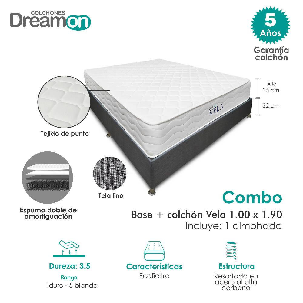 Colchón Con Base Dreamon Vela Sencillo Intermedio - VIRTUAL MUEBLES