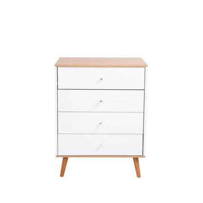 Cómoda 4 Cajones Nogal y Blanco Nali - VIRTUAL MUEBLES