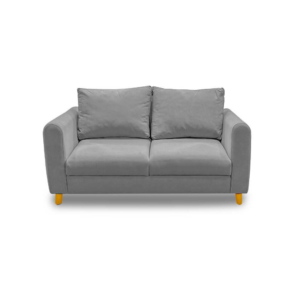 Sofá Prato Zulia poliéster gris y patas de madera - VIRTUAL MUEBLES