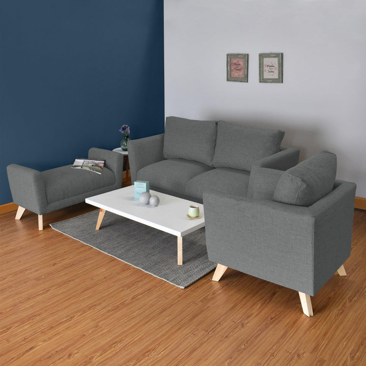 Sofa 3 Puestos Montecarlo Tela Poliester Gris - VIRTUAL MUEBLES