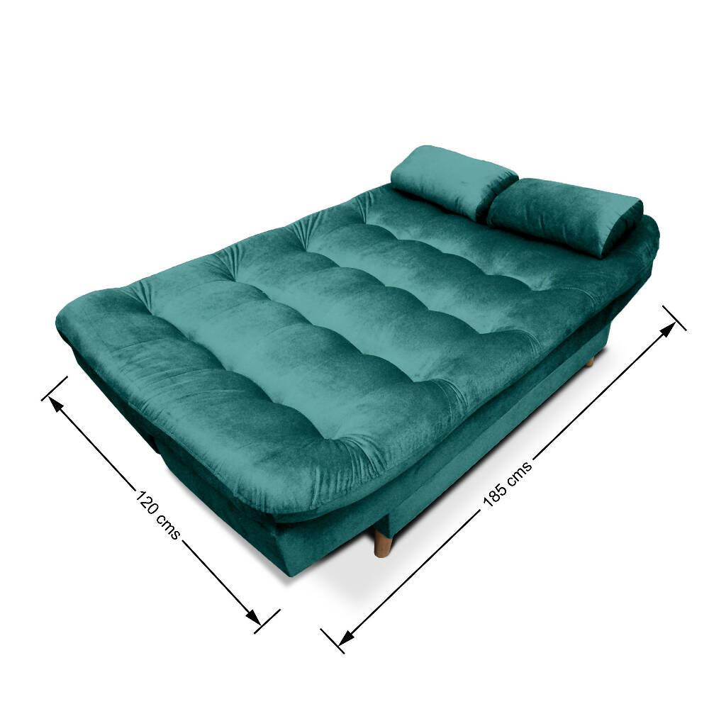 Sofacama Fendik 3 Posiciones Tela Turquesa - VIRTUAL MUEBLES