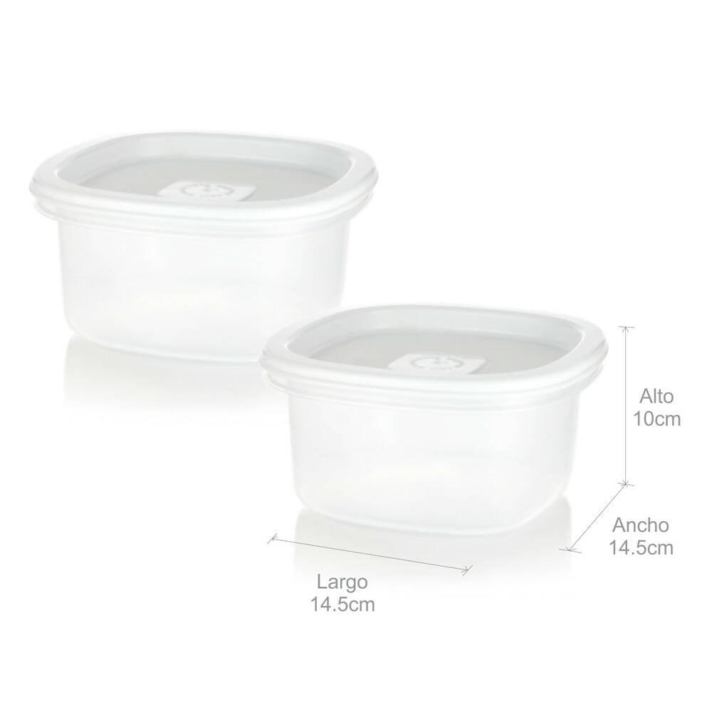 Set x 2 Recipiente Plus Cuadrado 0.7L Blanco-Congelacion - VIRTUAL MUEBLES