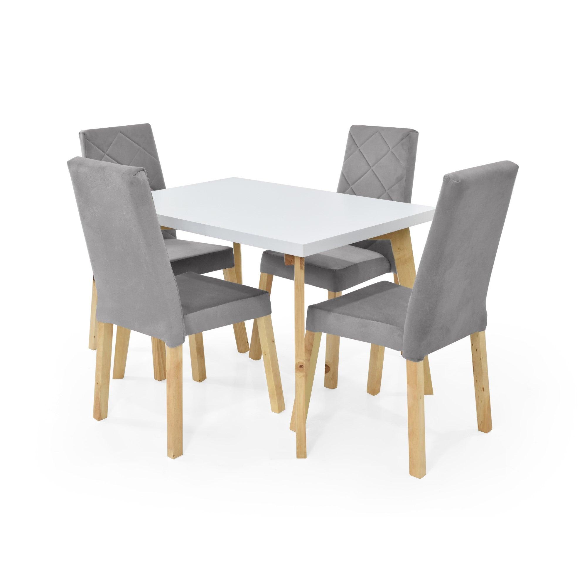 Juego de Comedor 4P Lugo Matiz Sillas Liverpool Tela Plata - VIRTUAL MUEBLES