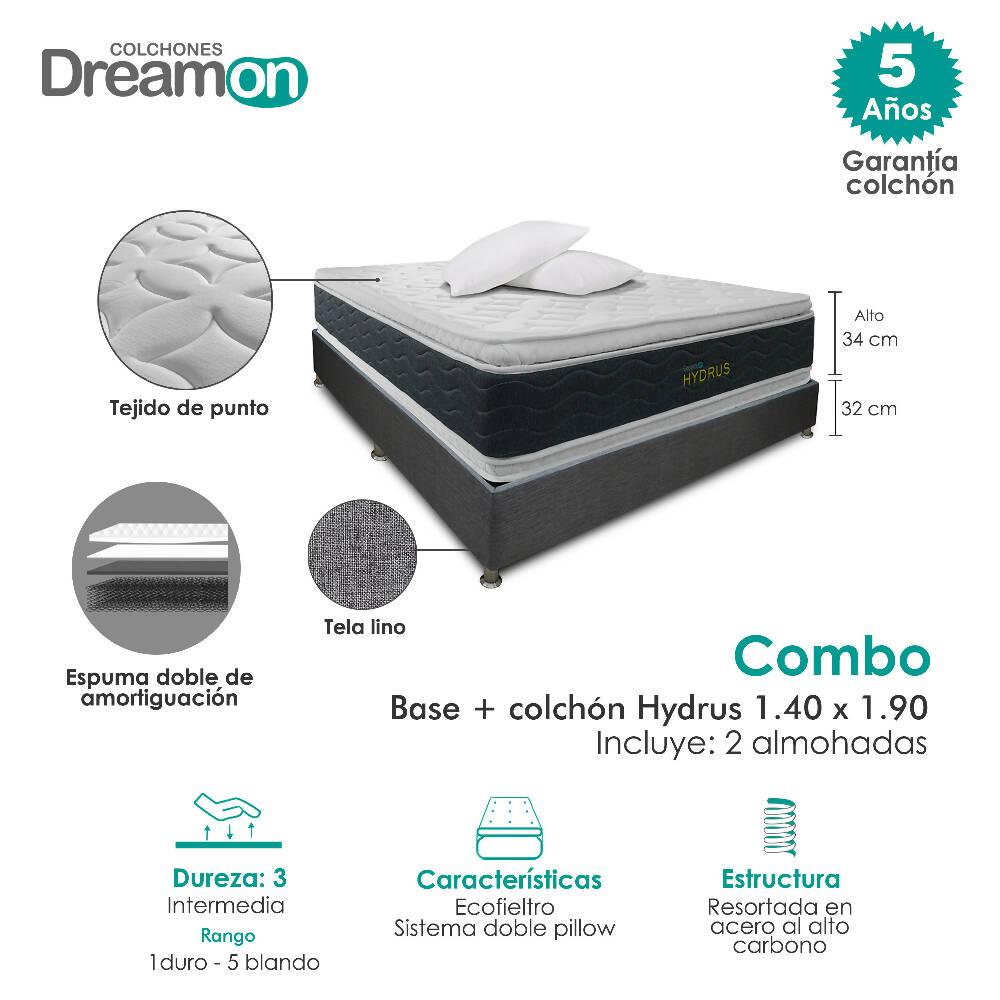 Colchón Con Base Dreamon Hydrus Doble Intermedio - VIRTUAL MUEBLES