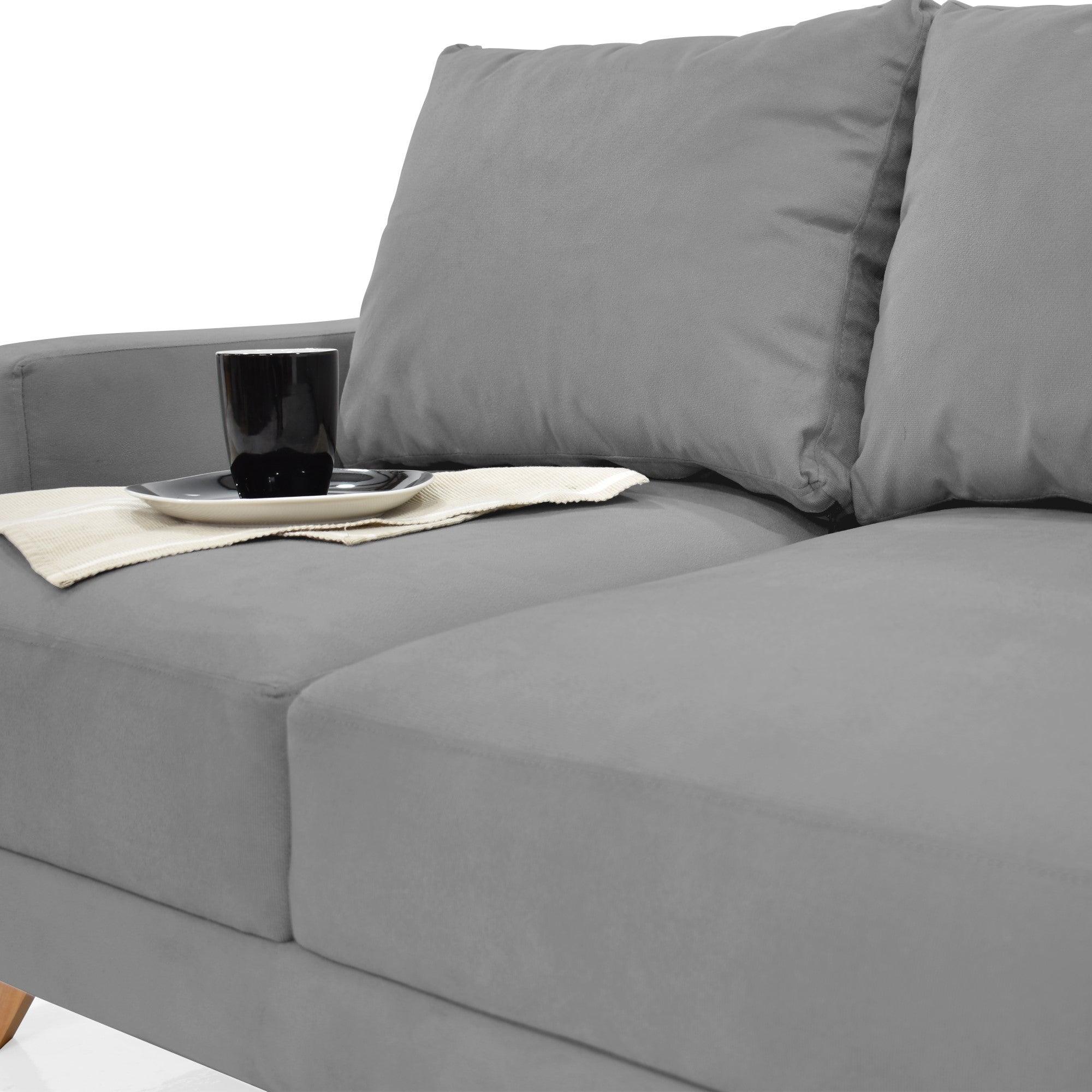 Sofa 2 Puestos Lisboa Tela Gris - VIRTUAL MUEBLES