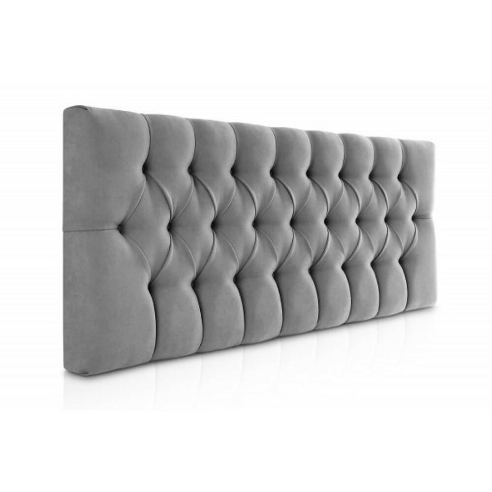 Cabecero Tela Base Cama Doble Rombos Gris - VIRTUAL MUEBLES
