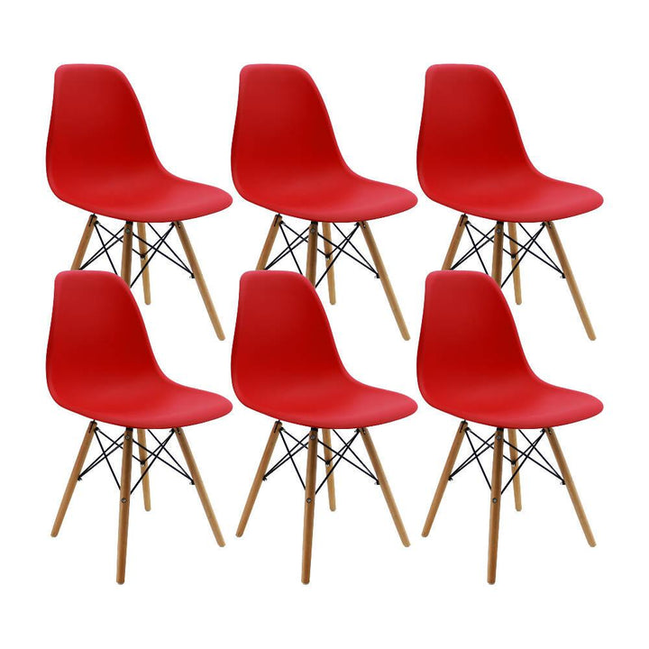 Kit por 6 sillas Eames Patas En Madera para comedor, sala, restaurante - Roja - VIRTUAL MUEBLES