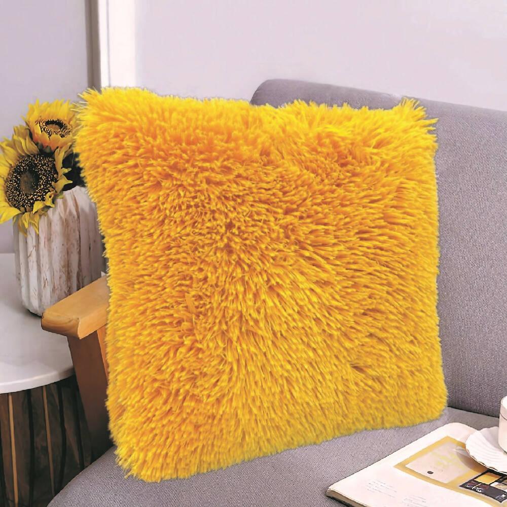 Kit X 2 Fundas Cojines Peludo Amarillo - VIRTUAL MUEBLES