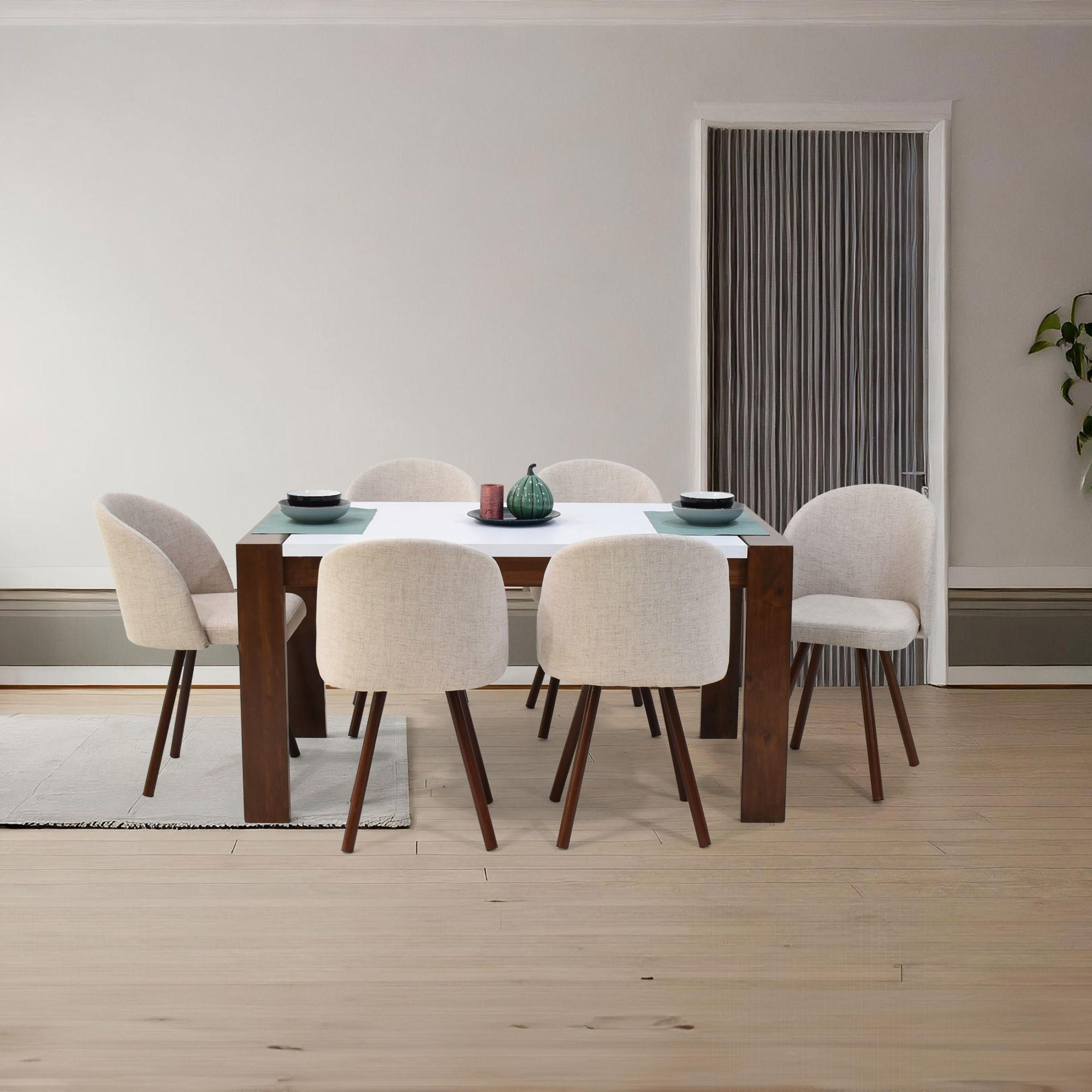 Comedor Arkansas 6 Puestos Sillas Sevilla Tela Trigo