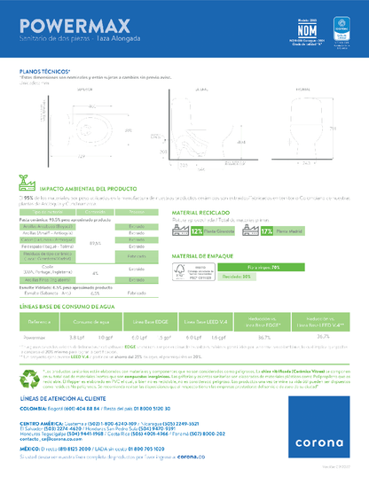 Sanitario Corona Powermax blanco - VIRTUAL MUEBLES