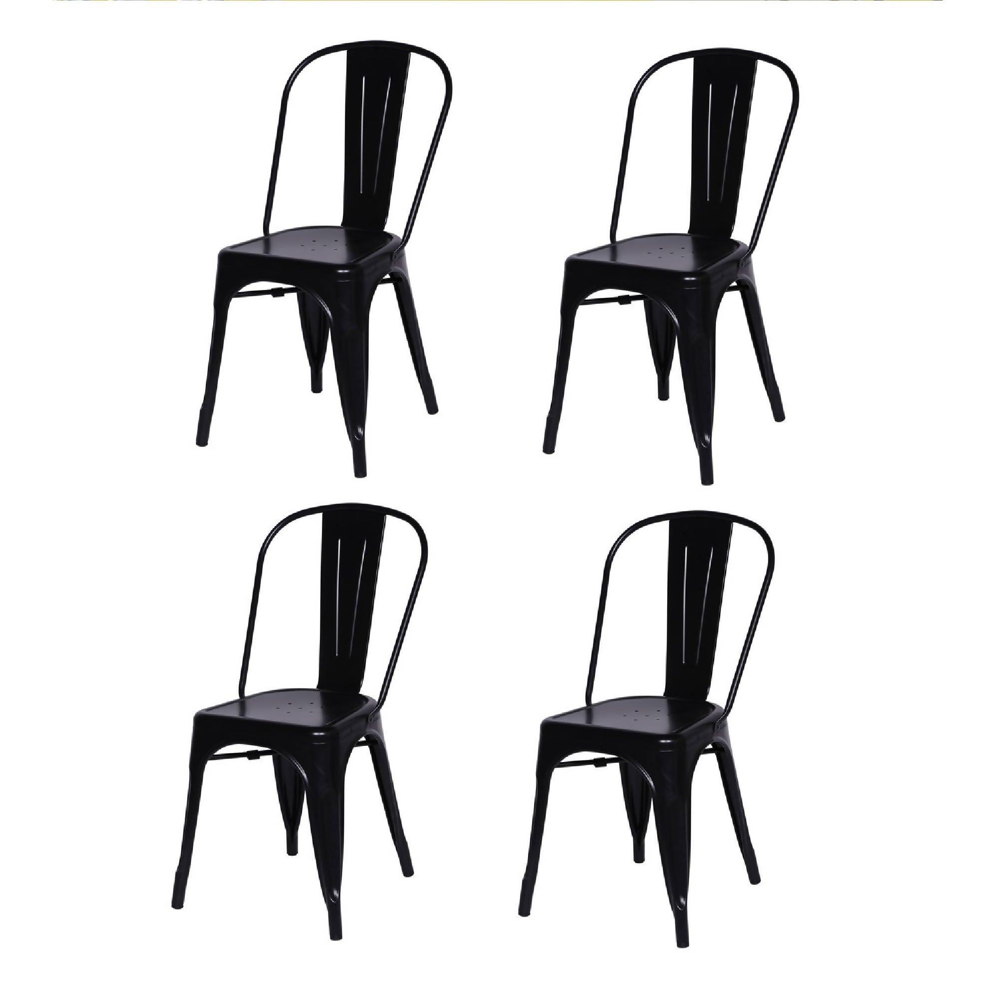 Kit por 4 Silla Tolix Metalica Para Comedor Restaurante - Negra - VIRTUAL MUEBLES